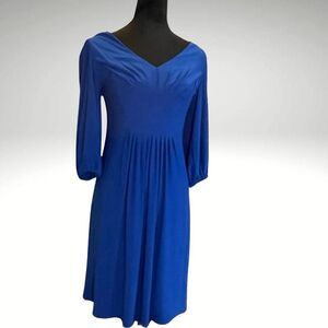 Elegant Bisou Bisou Blue Long Sleeve Women's Dress. Size M. Flattering fit.